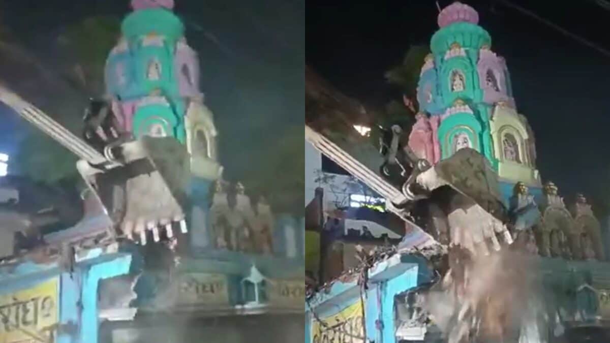PWD Employee Killed As Temple Dome Collapses During Road Widening Work In UP's Chandauli
