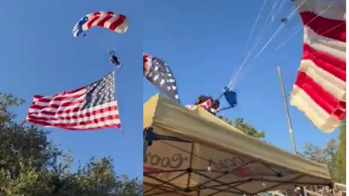'America 250 Is Going Well': Social Media Has A Field Day After Skydiver With US Flag Crashes Into Tent