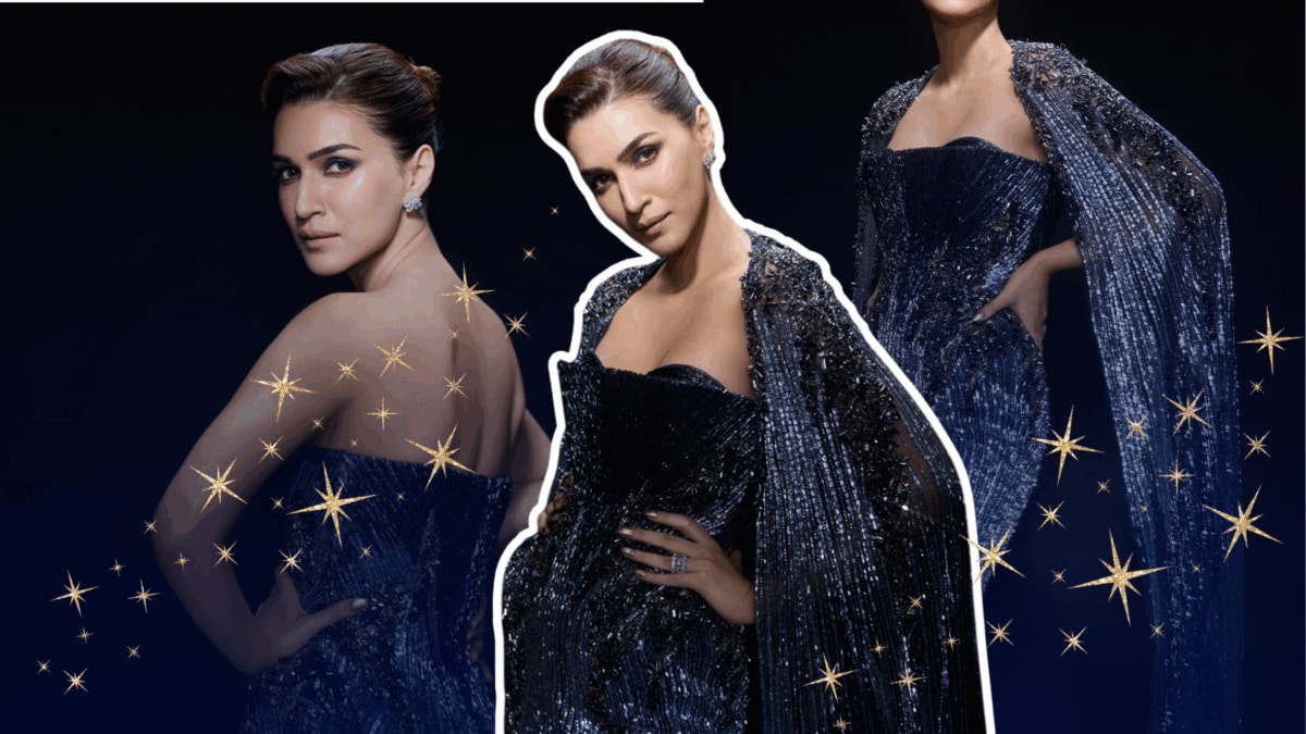 Kriti Sanon Turns Up The Drama In Midnight-Blue Gaurav Gupta Gown With 5,500 Crystals