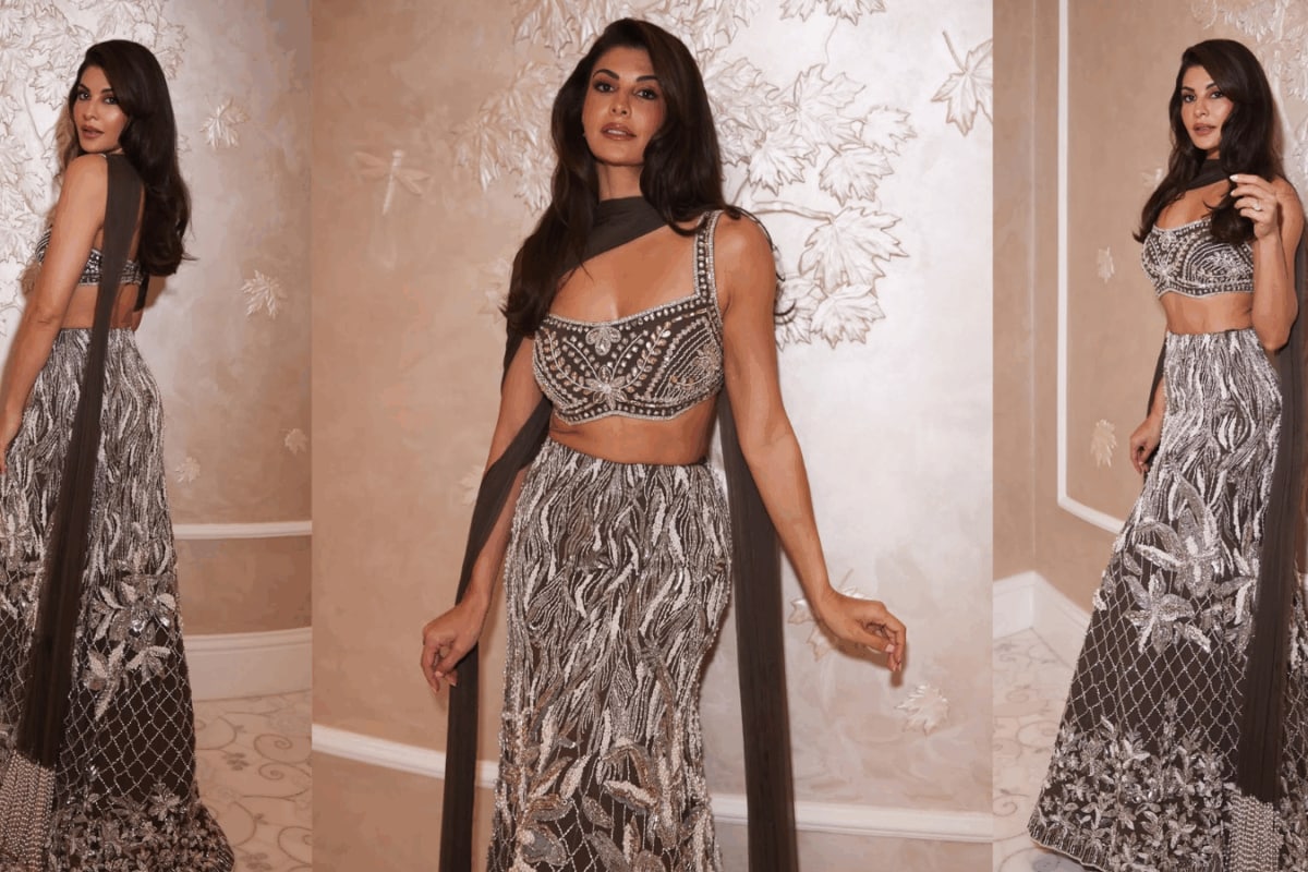 Jacqueline Fernandez Shows How To Ace Monochrome Glam In Crystal-Covered Manish Malhotra