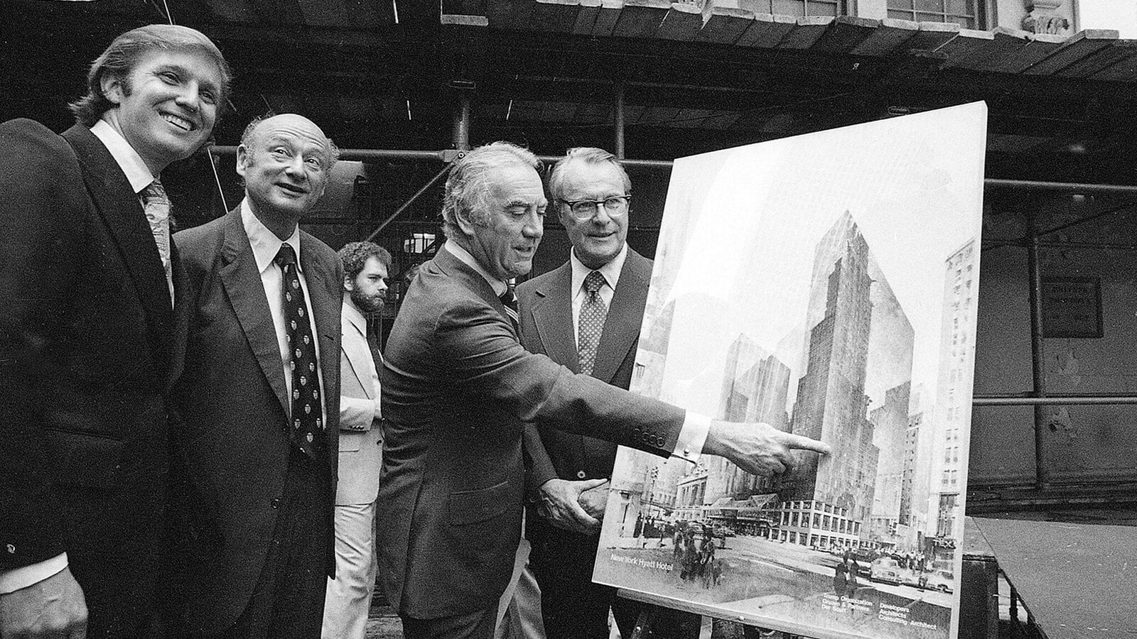 Donald Trump,Ed Koch,Hugh Carey,Robert T. Dormer.