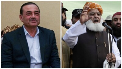 Pakistan's Chief of Army Staff Field Marshal Asim Munir (L), JUI-F Chief Fazlur Rehman (R)