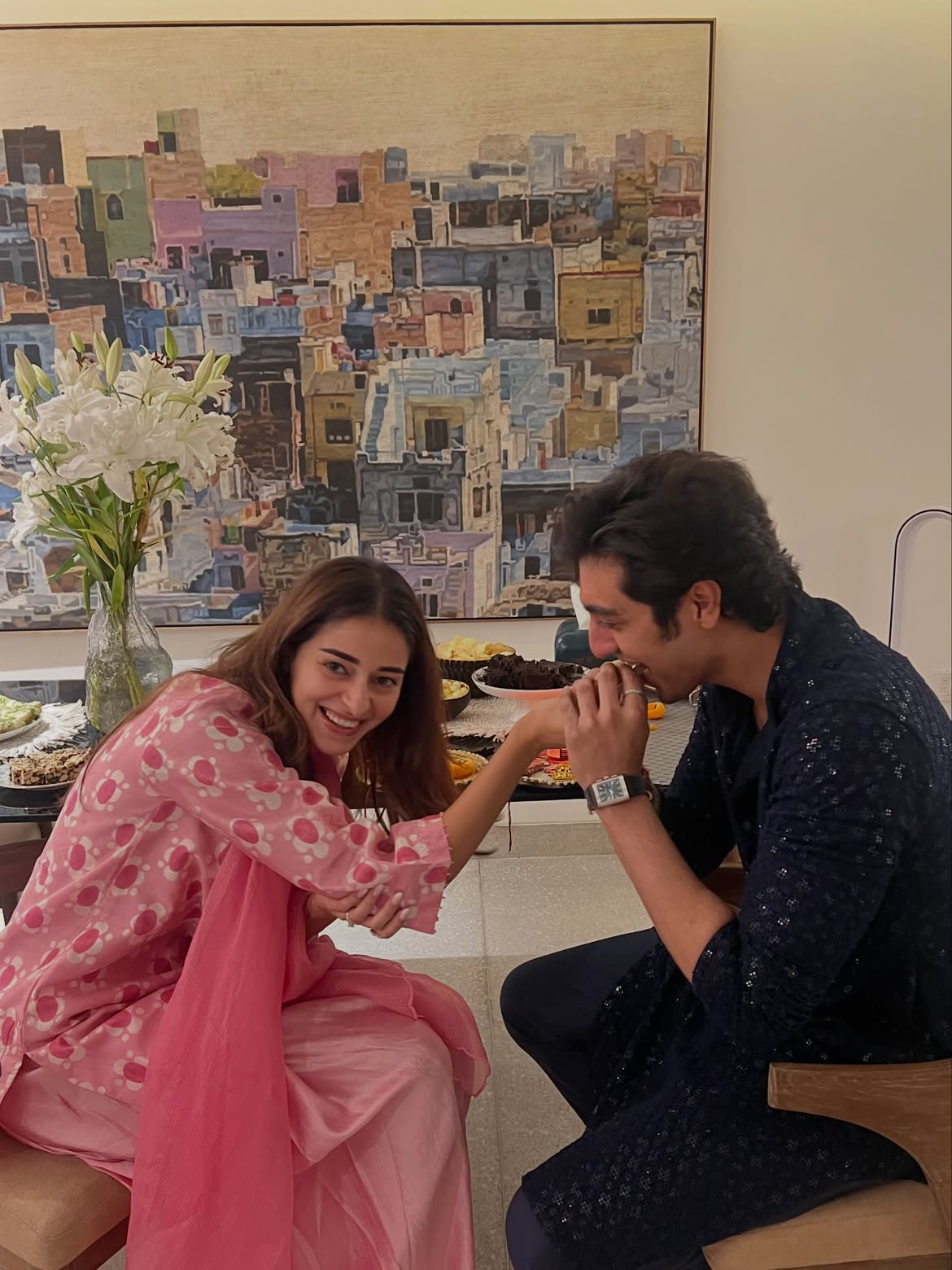 Ahaan Panday and Ananya Panday: They shared some adorable moments while celebrating Raksha Bandhan. The cousins enjoyed the festive occasion together, highlighting their sweet bond. (Image: Instagram)