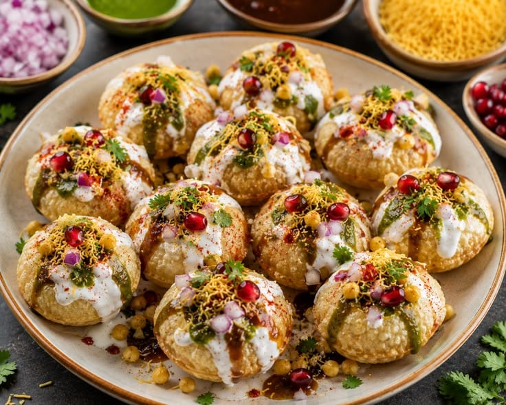 Dahi Puri: For a lighter take on the popular chaat, use baked puris and fill them with boiled chickpeas, chopped vegetables and whisked curd. Add coriander, roasted cumin powder and a little chutney for flavour. Keep the chutneys and salt moderate for a healthier version. Dahi Puri: For a lighter take on the popular chaat, use baked puris and fill them with boiled chickpeas, chopped vegetables and whisked curd. Add coriander, roasted cumin powder and a little chutney for flavour. Keep the chutneys and salt moderate for a healthier version.