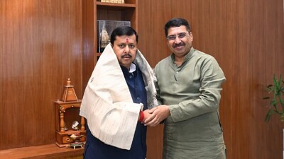 Deepak Mhaskey with BJP national president Nitin Nabin. Mhaskey has been appointed the BJP's new Social Media Convenor, replacing Amit Malviya as the party's IT Cell chief. (IMAGE: Deepak Mhaskey's X)