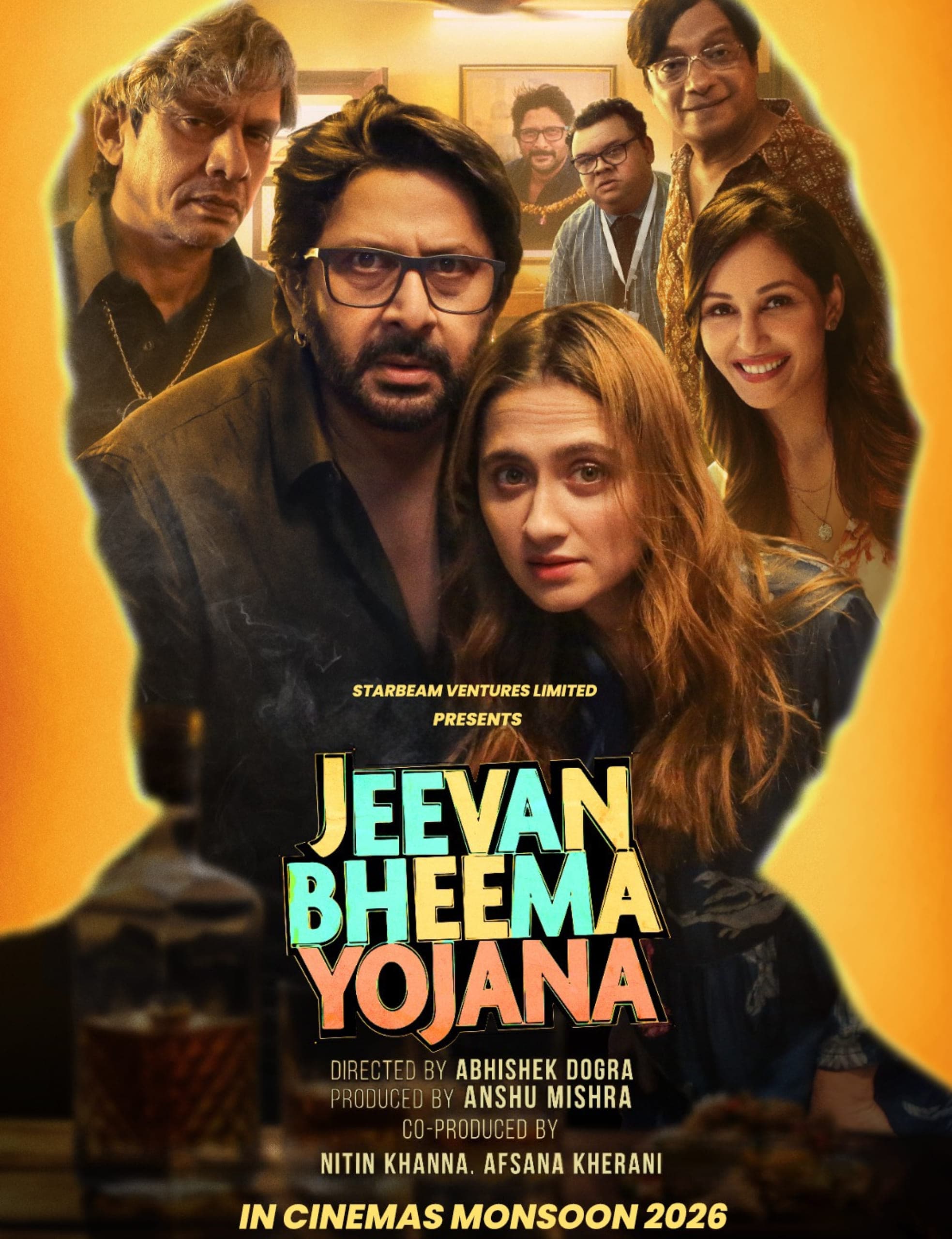 Jeevan Bheema Yojana: A Hindi dark crime-comedy thriller set to release in theatres worldwide on September 4, 2026. Directed by Abhishek Dogra, the film stars Arshad Warsi in his first-ever double role as lookalike Jeevan and Bheema. 