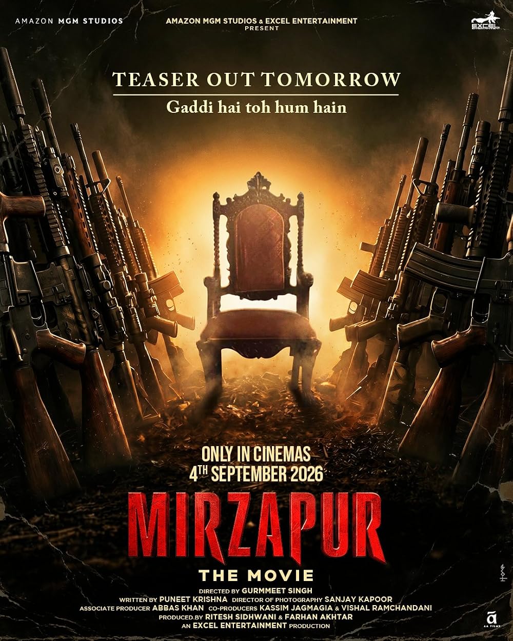 Mirzapur: The Movie: The crime thriller is set to hit theatres on September 4, 2026, bringing the popular Mirzapur universe to the big screens. Directed by Gurmmeet Singh and written by Puneet Krishna, the film features Pankaj Tripathi, Ali Fazal, Divyendu, Rashika Dugal, Sweta Tripathi Sharma, and others, alongside Jitendra Kumar and Ravi Kishan. 