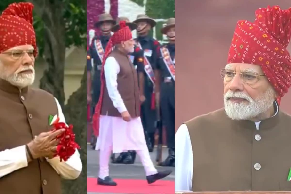PM Modi Keeps His Independence Day Safa Tradition Going With Striking Red Bandhej