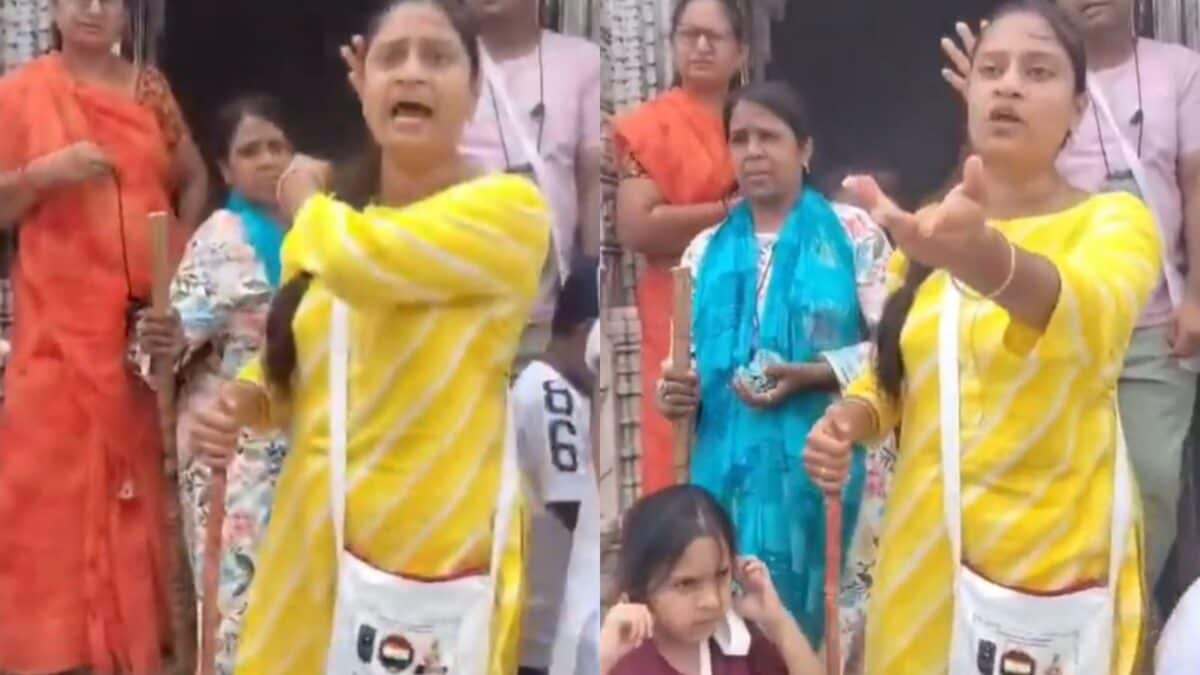 ‘Shivji Baithe Hain Kya Yahan?’ Jain Woman Challenges ‘Har Har Mahadev’ Chants At Parasnath Hills | Viral Video