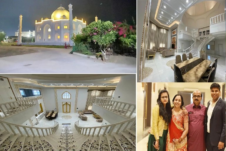 Chouksey wanted to create his own version of the monument of love. The house was designed at roughly one-third the size of the original Taj Mahal, while retaining several of its distinctive architectural features. The house was conceived as a gift for Chouksey's wife after 27 years of marriage. For him, however, it was meant to represent more than just his relationship with her; he also described it as a gift to the people of his town. Chouksey wanted to create his own version of the monument of love. The house was designed at roughly one-third the size of the original Taj Mahal, while retaining several of its distinctive architectural features. The house was conceived as a gift for Chouksey's wife after 27 years of marriage. For him, however, it was meant to represent more than just his relationship with her; he also described it as a gift to the people of his town.