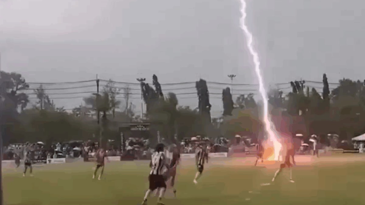 Player Dies After Lightning Strikes Football Pitch Mid-Match In Thailand | Video