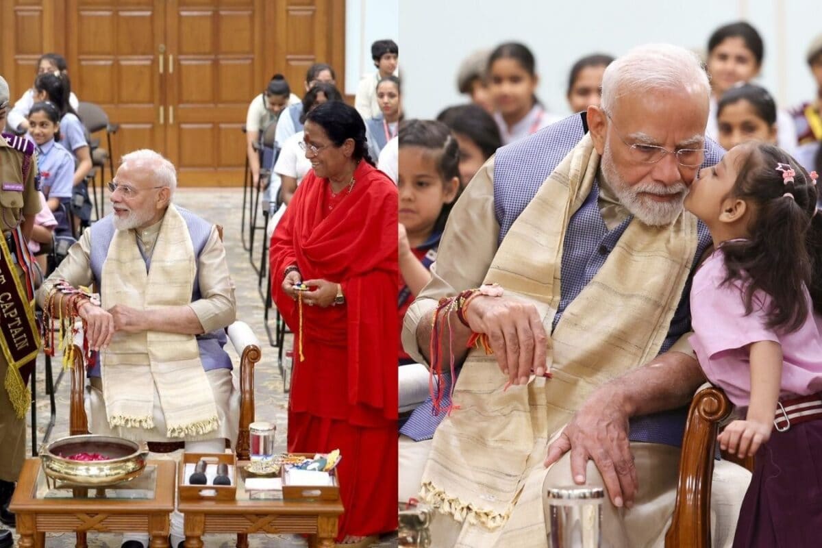 ‘High Fives, Smiles And More’: PM Modi Celebrates Raksha Bandhan, Shares Glimpses From Festivities