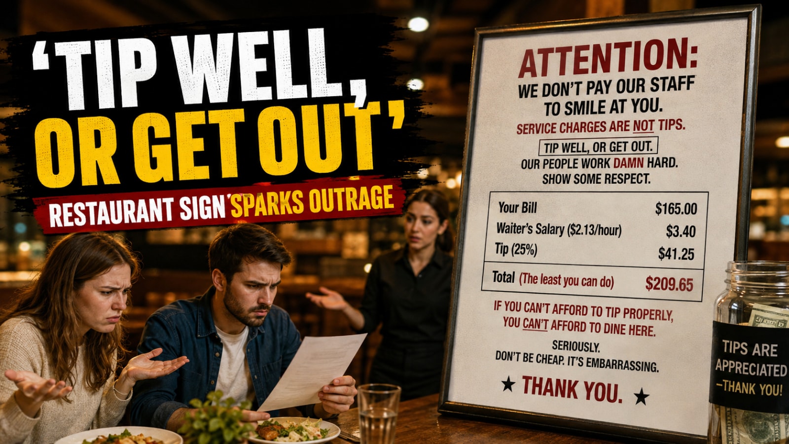 ‘Tip Well, Or Get Out’: Restaurant’s Viral Sign Demanding 25% Tip ...