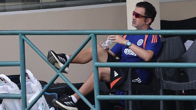 Gautam Gambhir watches the proceedings during the first Test between India and Sri Lanka in Galle. (BCCI Photo)