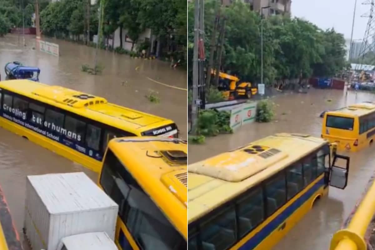 Dispersed At 1.30, Still Stuck At 4.15: Gurugram's Waterlogging Trap School Buses, Kids Left With Just Biscuits