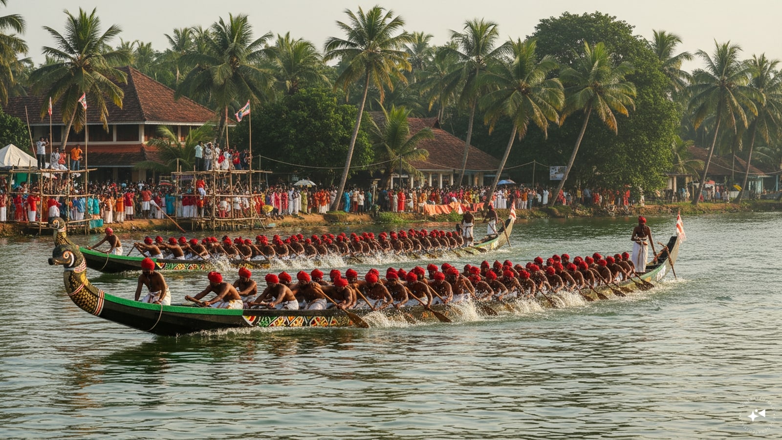 Anizham — August 21, 2026: Anizham is closely associated with Vallam Kali, Kerala's famous snake boat races. Traditional longboats, known as chundan vallams, become the centre of attention as rowers compete in spectacular races along Kerala's backwaters. The day also falls during the period when Onam preparations intensify. Nakshatra timing: Anizham Nakshatra begins at 9:08 AM on August 20 and ends at 11:53 AM on August 21. (AI photo)