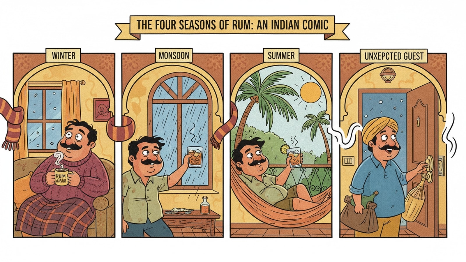 Cold winter? Rum. Rainy evening? Rum. Friends unexpectedly visiting? You guessed it. India has apparently developed its own weather forecast. (AI photo)