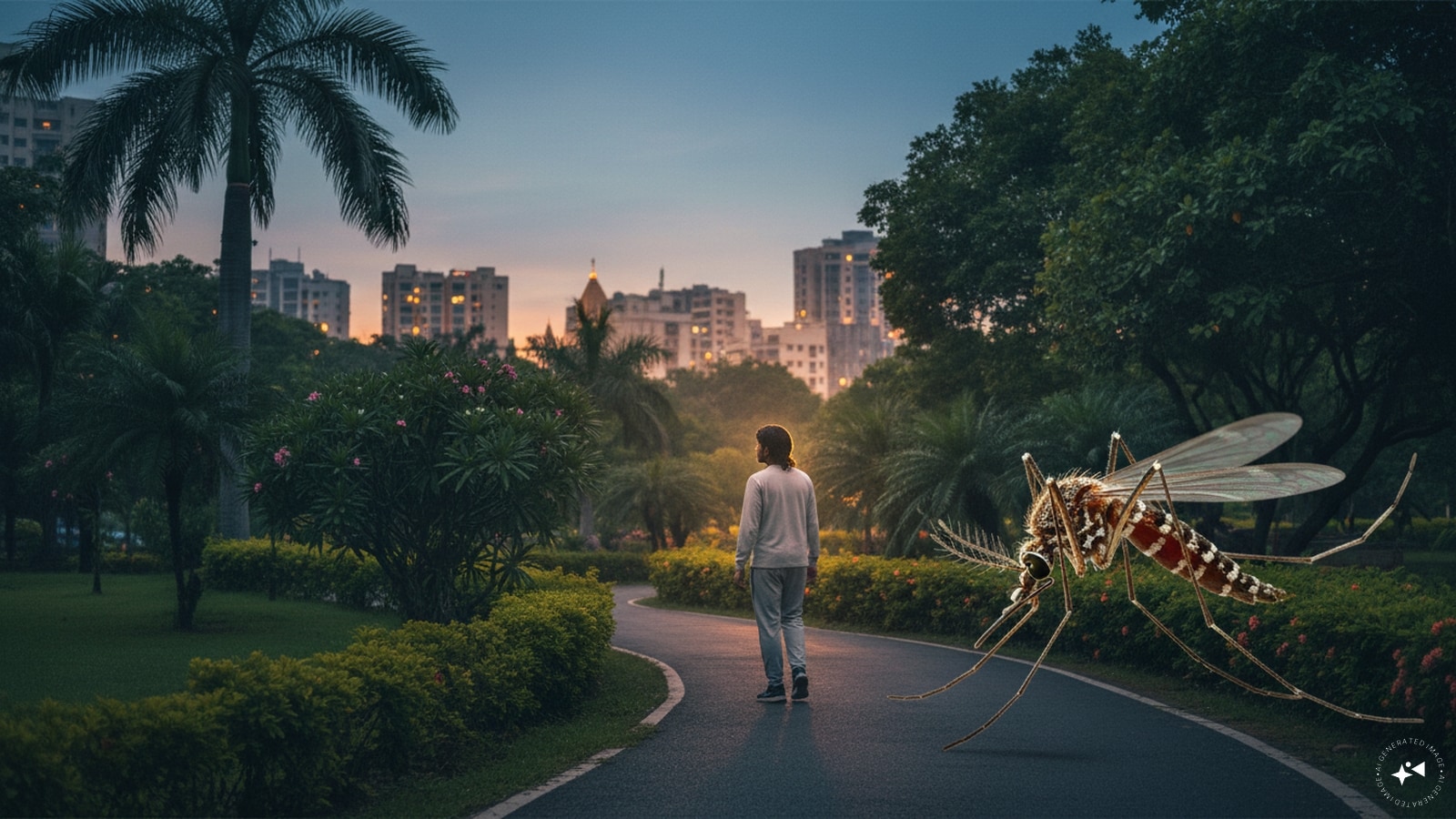 Mosquitoes use more than smell to find people. Their eyes and other sensory organs help detect visual and movement cues, so someone walking or exercising outdoors may become easier to spot once a mosquito is nearby. (AI Photo) Mosquitoes use more than smell to find people. Their eyes and other sensory organs help detect visual and movement cues, so someone walking or exercising outdoors may become easier to spot once a mosquito is nearby. (AI Photo)