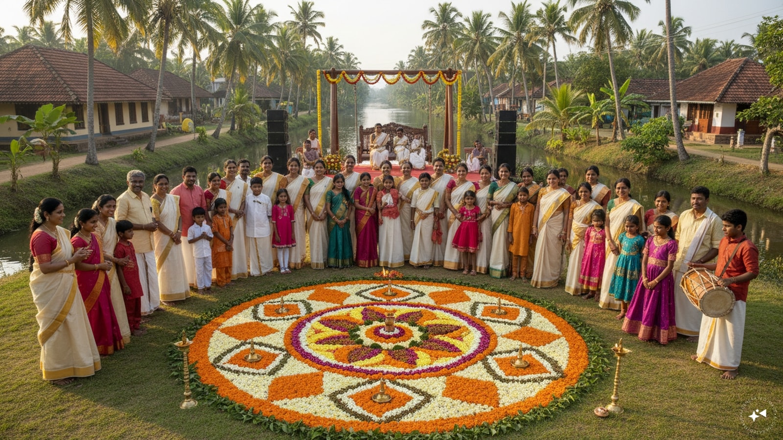 Chathayam Fourth Onam August 28: August 28 is observed as Fourth Onam. Chathayam Nakshatra begins at 2:15 AM on August 28 and ends at 3:13 AM on August 29. It also coincides with the Kerala Government's listing of Fourth Onam alongside Sree Narayana Guru Jayanthi and Ayyankali Jayanthi. (AI photo)