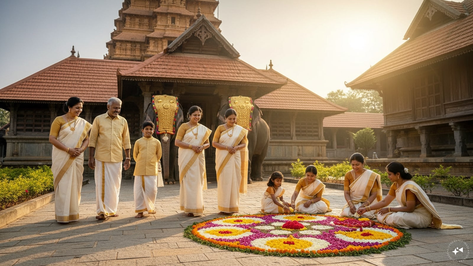 Thrikketta — August 22, 2026: Thrikketta is the sixth day of the traditional Onam sequence. Families continue decorating their homes, while Pookkalams become larger and more elaborate. Temple visits, family gatherings and community celebrations are also part of Onam traditions during this period. Nakshatra timing: Thrikketta Nakshatra begins at 11:53 AM on August 21 and ends at 2:49 PM on August 22. (AI photo)