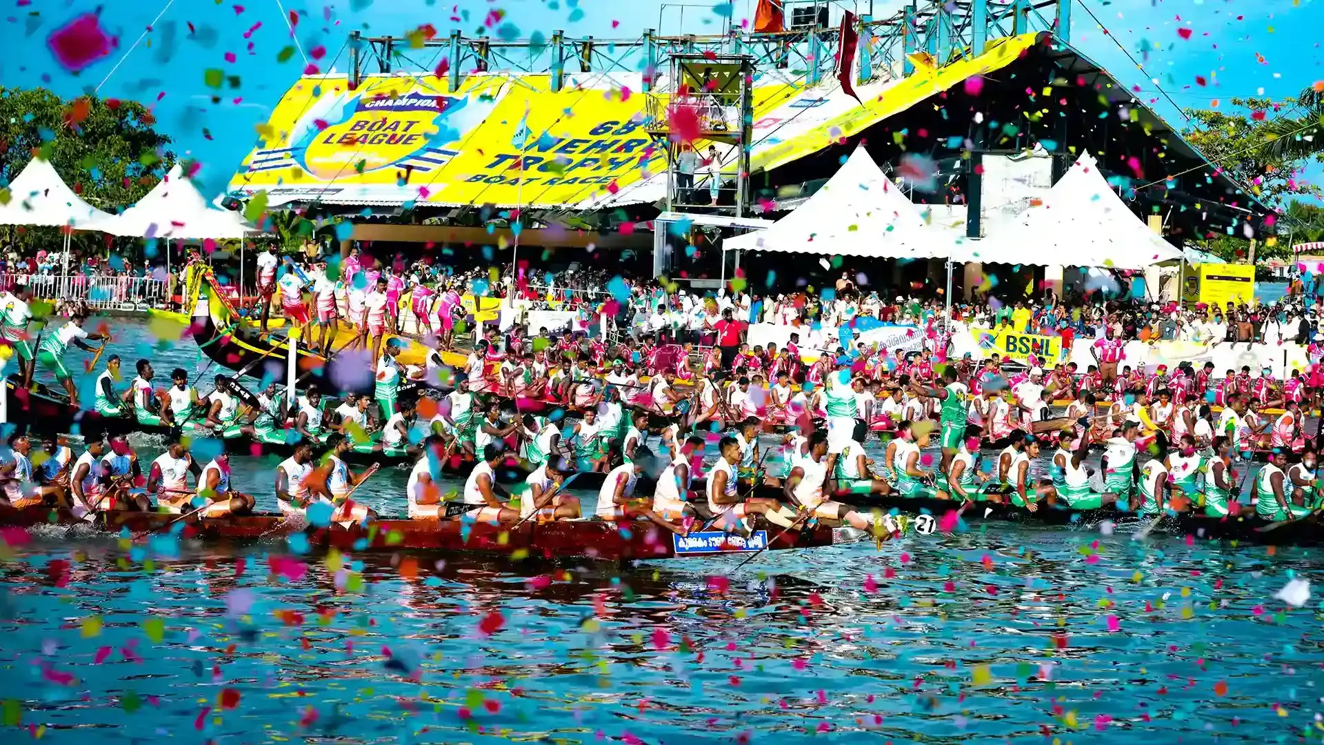 Aroma Chundan, rowed by the Aroma Boat Club, emerged victorious in the 72nd Nehru Trophy Boat Race with a winning time of 4:23:328. (Image: keralatourism.org) Aroma Chundan, rowed by the Aroma Boat Club, emerged victorious in the 72nd Nehru Trophy Boat Race with a winning time of 4:23:328. (Image: keralatourism.org)