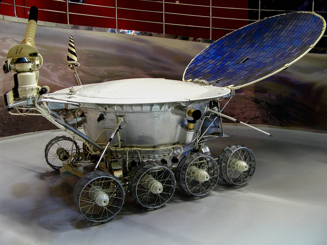 Lunokhod 1 and 2 (USSR, 1970, 1973) were the first rovers ever to operate on the Moon. The name simply means "moonwalker." Lunokhod 1 was the first robotic rover on the Moon and the first to freely move across the surface of an astronomical object beyond the Earth. (Credit: Mock-up of Soviet Lunokhod–1 moonrover/ Petar Milošević) Lunokhod 1 and 2 (USSR, 1970, 1973) were the first rovers ever to operate on the Moon. The name simply means "moonwalker." Lunokhod 1 was the first robotic rover on the Moon and the first to freely move across the surface of an astronomical object beyond the Earth. (Credit: Mock-up of Soviet Lunokhod–1 moonrover/ Petar Milošević)