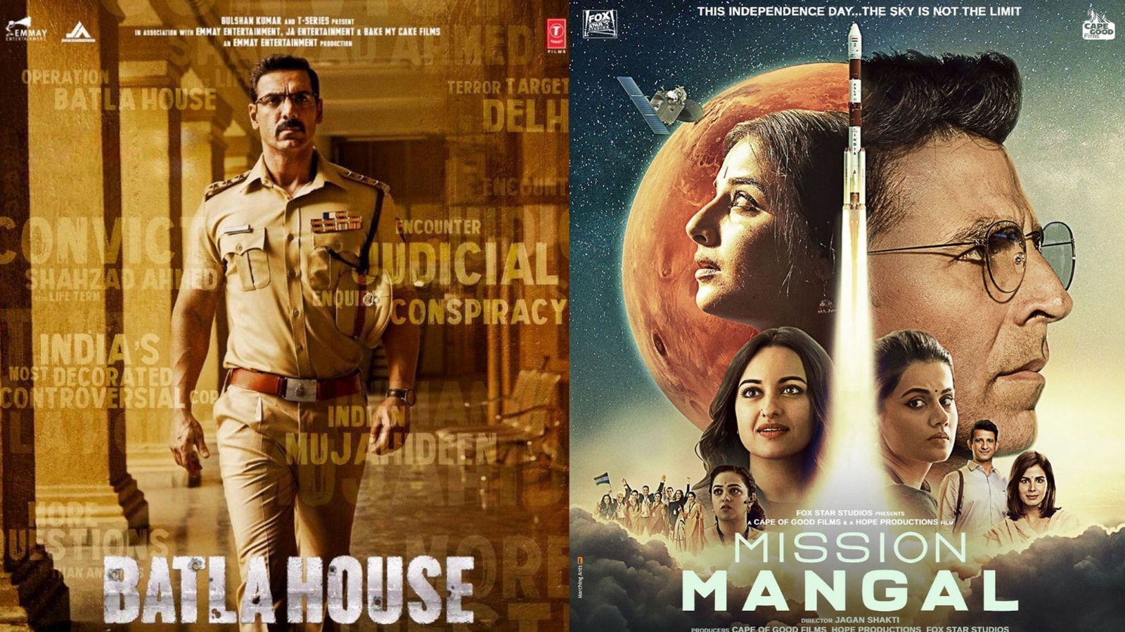 Batla House vs Mission Mangal (2019): Mission Mangal, a multi-starrer, was about India’s first interplanetary expedition, the Mars Orbiter Mission, while Batla House was based on the 2008 encounter at Batla House in Mumbai. Both films worked, with Akshay’s film earning Rs 203 crores, and John’s film collecting Rs 87 crores. Batla House vs Mission Mangal (2019): Mission Mangal, a multi-starrer, was about India’s first interplanetary expedition, the Mars Orbiter Mission, while Batla House was based on the 2008 encounter at Batla House in Mumbai. Both films worked, with Akshay’s film earning Rs 203 crores, and John’s film collecting Rs 87 crores.