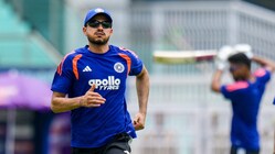 shubman gill warms up during a training session for indian test team