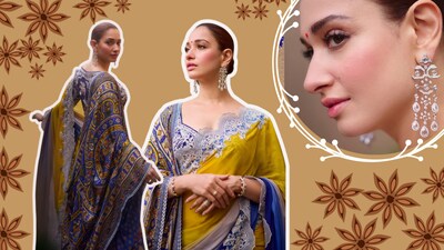 The centrepiece of the ensemble was a hand-painted Madhubani odhna, created by four artists as one continuous piece of artwork. The traditional Mithila art form, known for its intricate lines, symbolic motifs and narrative quality, became the defining element of the look.