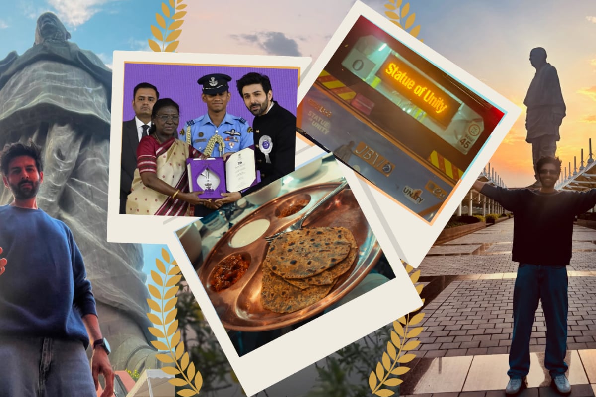 Thepla, Folk Dance And Iconic Views: Inside Kartik Aaryan’s Gujarat Trip To Statue Of Unity Before Taking Home The Best Actor Award