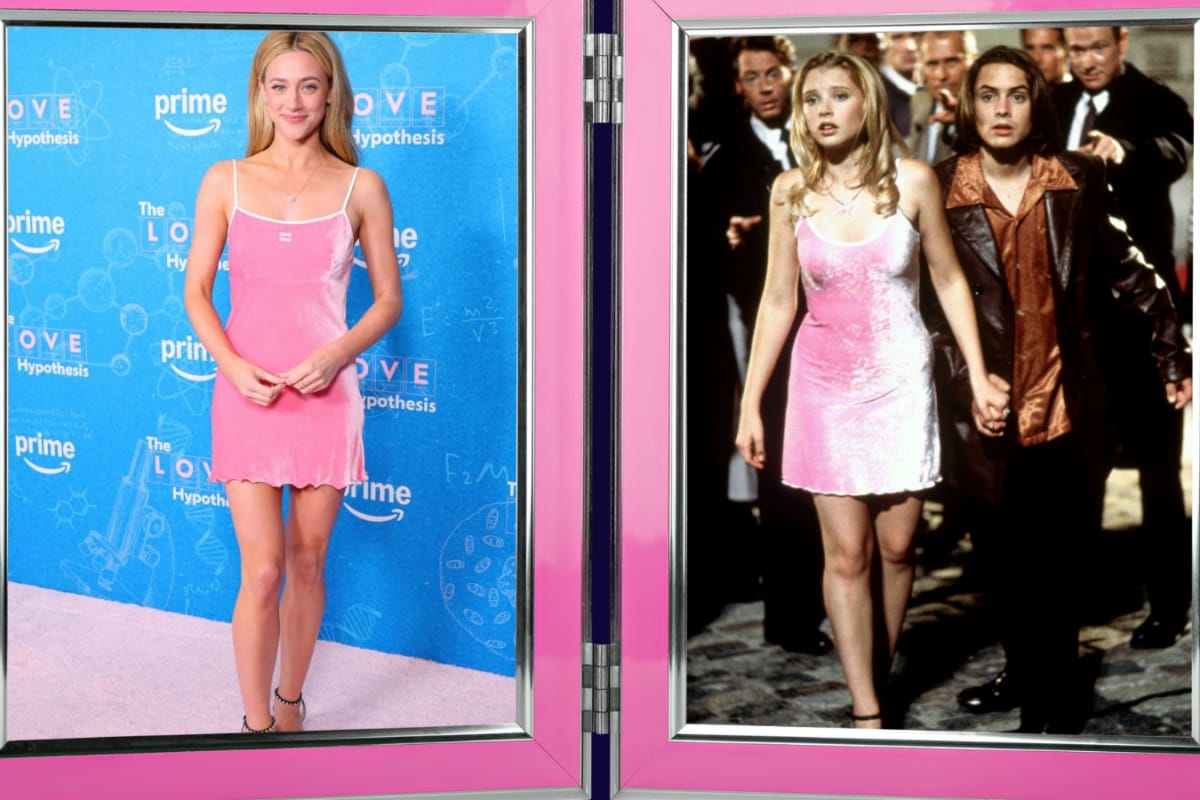 Lili Reinhart Brings Back 90s Nostalgia With A My Date With The President’s Daughter Look In Pink Miu Miu Dress