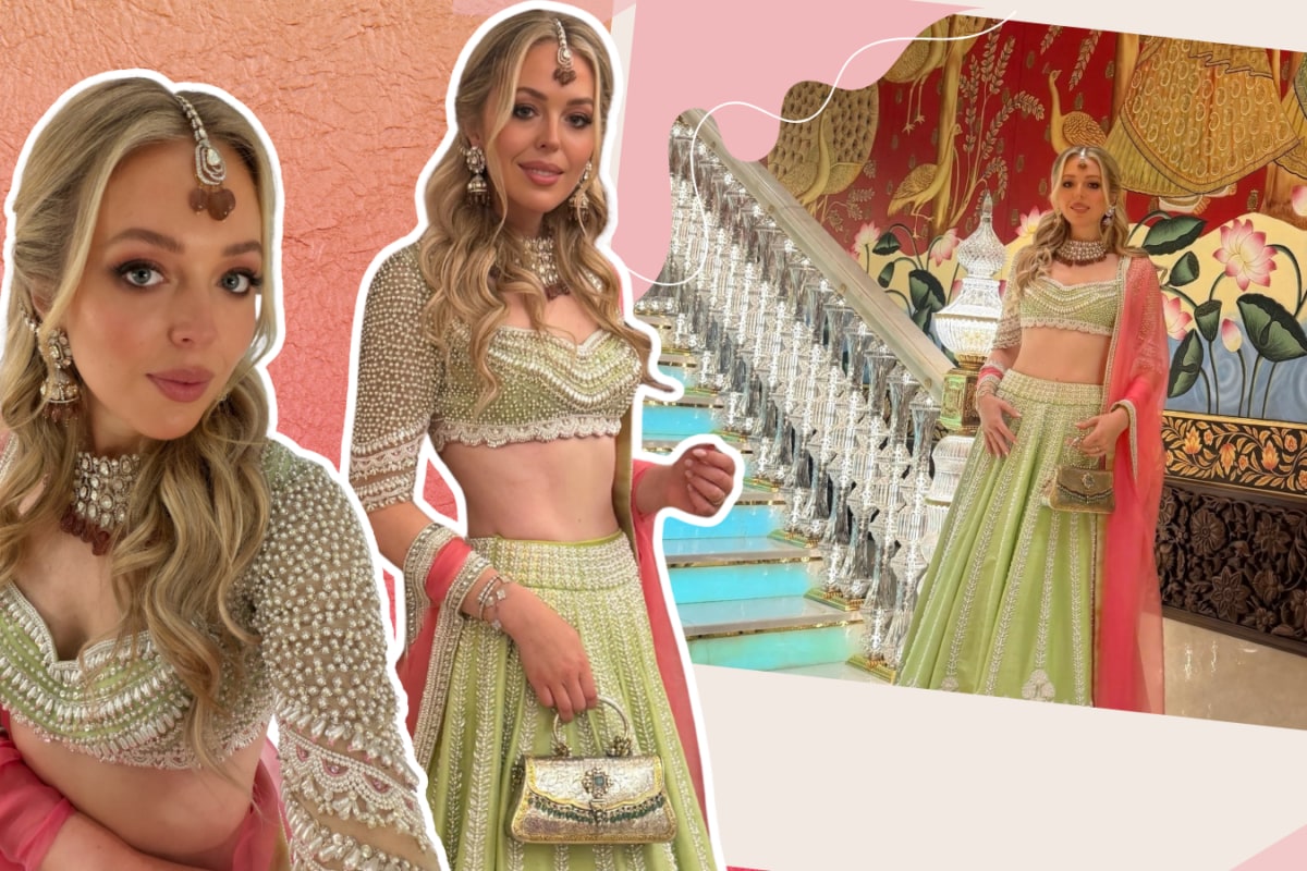 Tiffany Trump Makes A Surprise Appearance At Antilia In A Dreamy Pastel Manish Malhotra Lehenga
