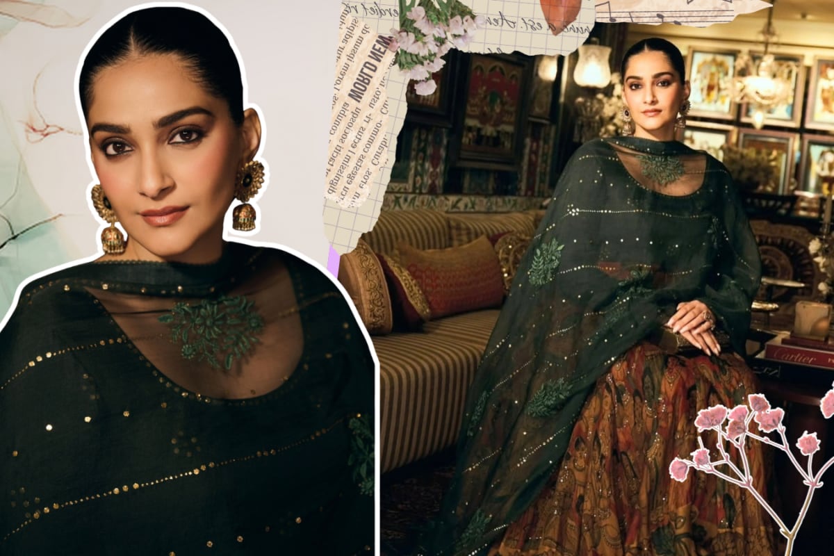 Sonam Kapoor Goes Full Maximalist In A Jewel-Toned Gaurang Shah Kalamkari Creation