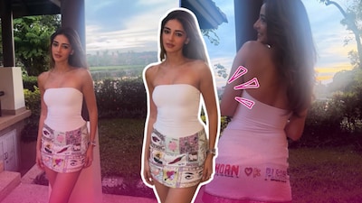 Ananya Panday takes a playful detour from her recent ethnic looks with a tiny skirt covered in quirky details.
