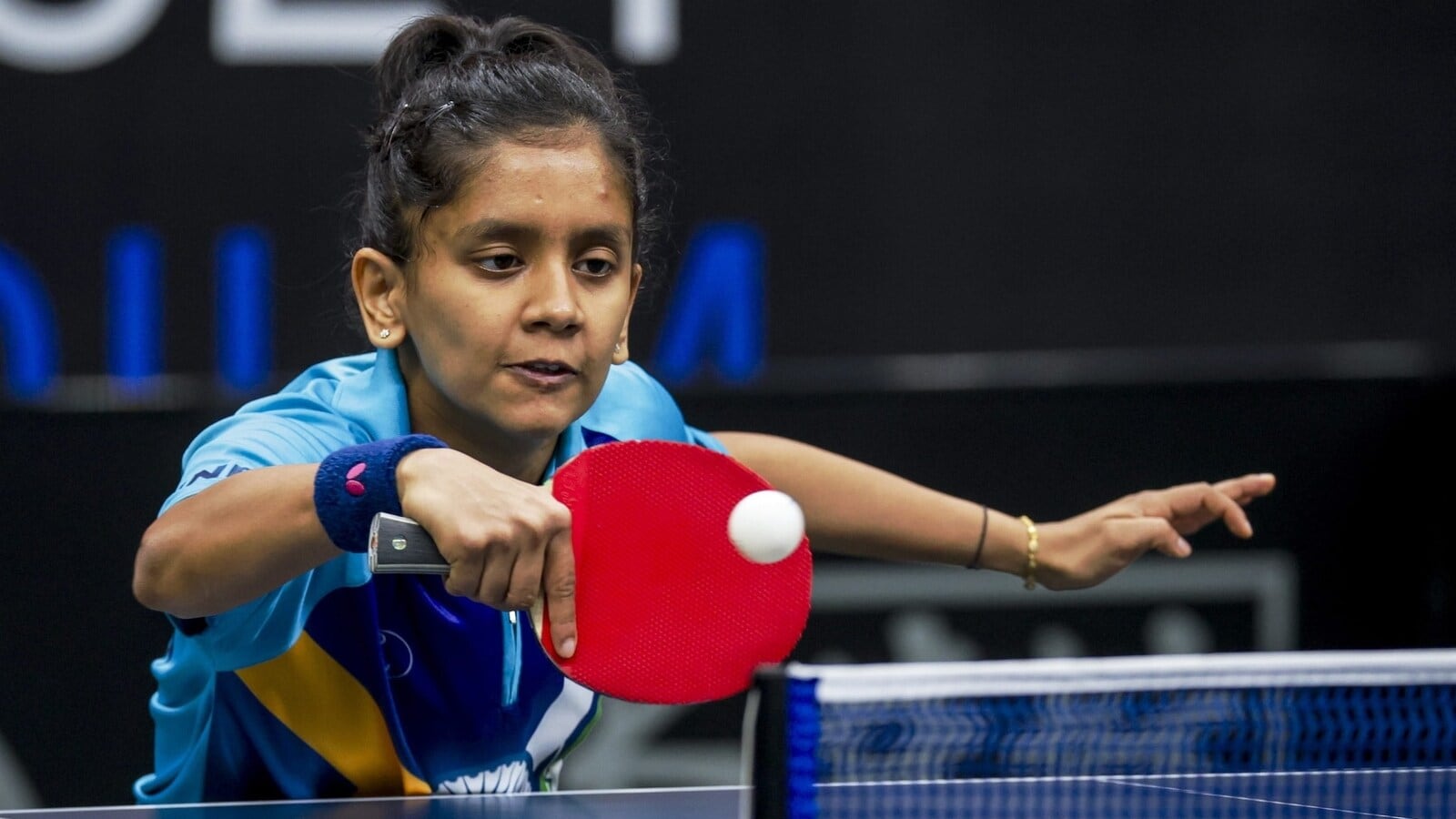 Mapusa: Indian paddler Sreeja Akula in action during the World Table Tennis (WTT) Star Contender Goa 2024, in Mapusa, Saturday, Jan. 27, 2024. (PTI Photo) (