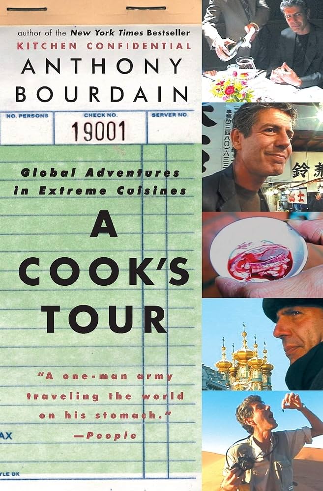 A Cook’s Tour: Global Adventures In Extreme CuisinesIn this book, Bourdain documents his transition from a seasoned NYC line cook to a wide-eyed world traveller. He takes readers across the globe – from eating a cobra heart in Vietnam to dinning alongside mobsters – capturing the exact moment his relentless wanderlust took root right as his media career began to explode. (Image: Amazon) A Cook’s Tour: Global Adventures In Extreme CuisinesIn this book, Bourdain documents his transition from a seasoned NYC line cook to a wide-eyed world traveller. He takes readers across the globe – from eating a cobra heart in Vietnam to dinning alongside mobsters – capturing the exact moment his relentless wanderlust took root right as his media career began to explode. (Image: Amazon)