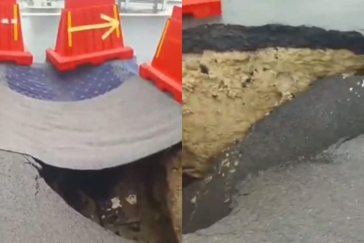 Ganga Expressway Cave-In Covered With Carpet? ₹36,000-Crore Road Faces Questions, Internet Ire | Watch