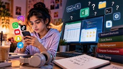 A young person spends hours on Instagram, WhatsApp or other mobile applications without necessarily knowing keyboard shortcuts, Excel, file management, desktop software or touch typing.