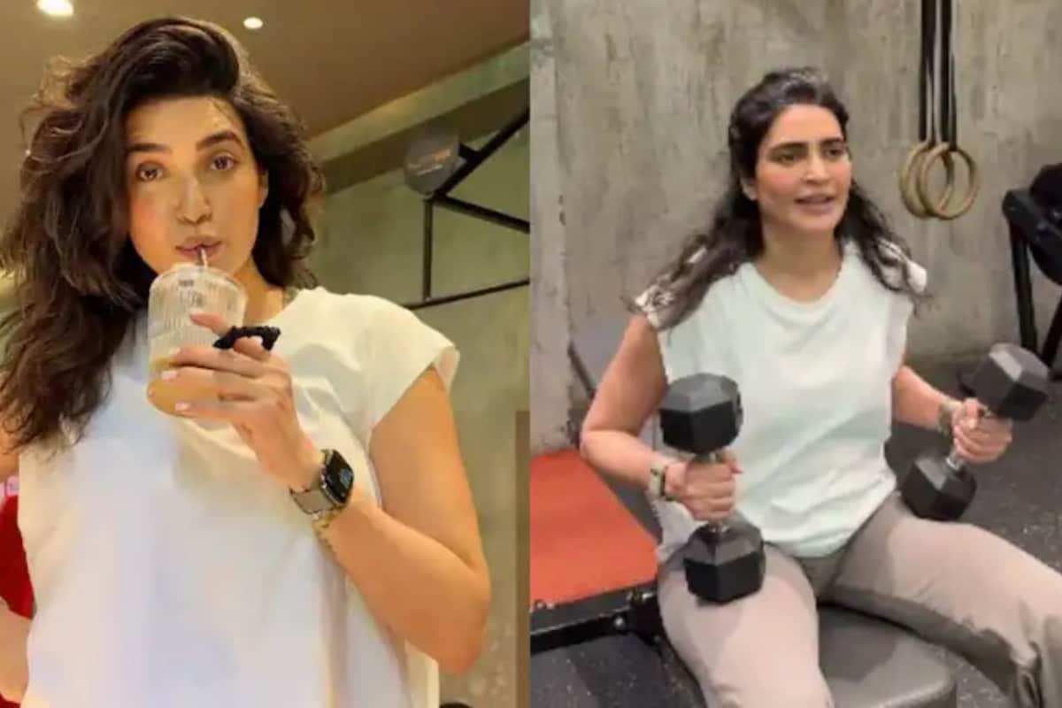 Karishma Tanna’s Postpartum Workout Has A Spin Bike, Dumbbells And One Tough Wall Sit