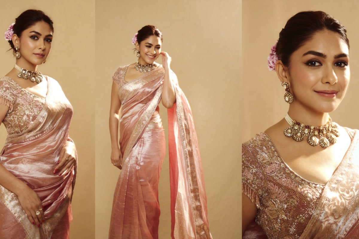 Mrunal Thakur’s Pink Saree, Statement Choker And Gajra Are A Festive Mood