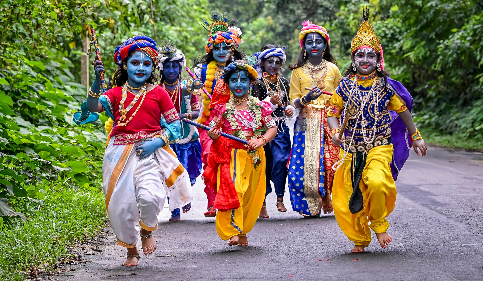 Children dressed as Lord Krishna on the eve of ‘Janmashtami’ festival in Nadia, West Bengal. (PTI Photo) Children dressed as Lord Krishna on the eve of ‘Janmashtami’ festival in Nadia, West Bengal. (PTI Photo)