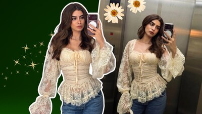Khushi Kapoor brings vintage romance to her everyday wardrobe with a dreamy lace corset.