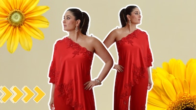 Kareena Kapoor gives classic red a contemporary spin in Anamika Khanna and brings just enough drama to make the look linger.
