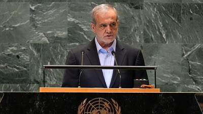 President of Iran Masoud Pezeshkian addresses the 79th session of the United Nations General Assembly. (AP file photo)