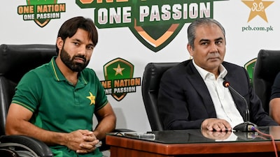 Mohammad Rizwan and Mohsin Naqvi.(AFP)