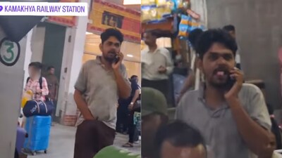 He left once he saw that the woman was filming him on her phone (Image: Instagram/@gungun_dutta1138)