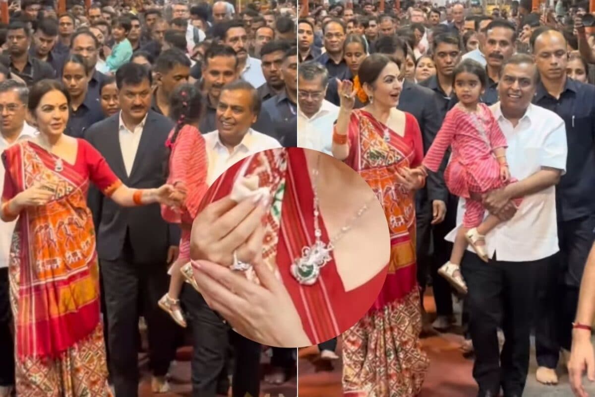 Nita Ambani’s Emerald Ganesh Necklace Finds Its Perfect Match In A Red Patola Saree