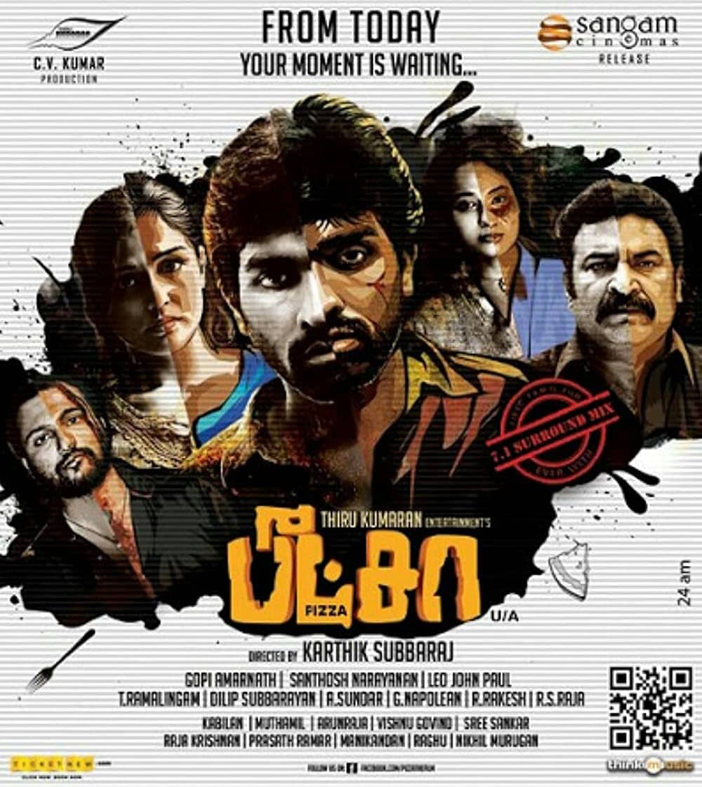 Pizza (2012 - Tamil): A pizza delivery boy enters a mysterious villa for a routine delivery and finds himself trapped in an eerie, mind-bending nightmare. Karthik Subbaraj's debut film brilliantly plays with audience perception, blending psychological trickery with a gripping mystery.