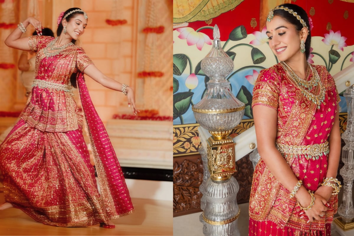 Radhika Ambani Celebrates Ganesh Chaturthi In A Jewel-Pink Custom Manish Malhotra Kanjeevaram