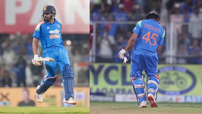 Rohit Sharma seemed to hop from one way to the other to celebrate his century.(Creimas)
